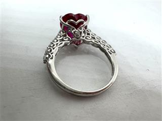 925 Sterling Silver Red Heart Stone Ring SZ: 5.5 - 2.9G!